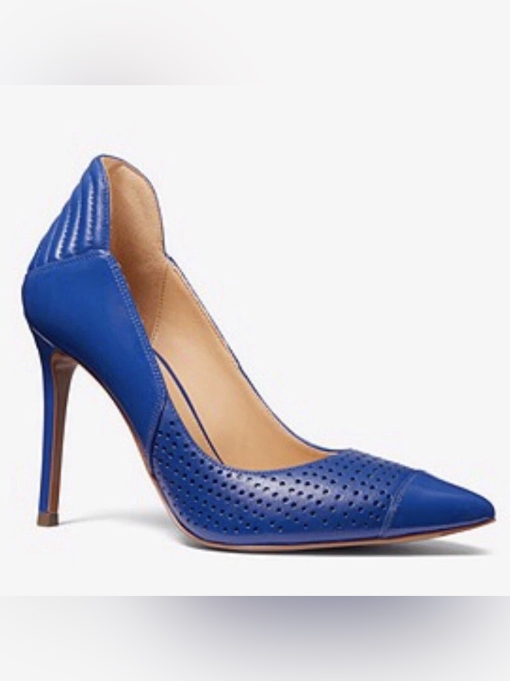 NWB Michael Kors Uma Perforated Leather Cap-Toe Pump - Size 6.5 - Sapphire
